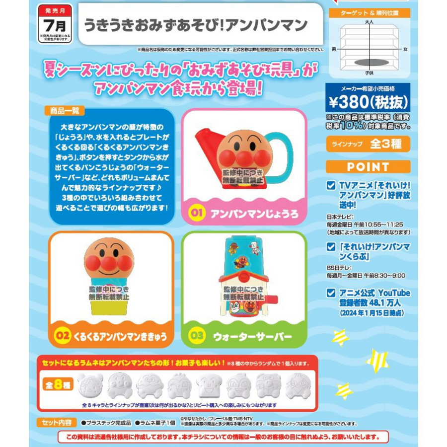 Bandai 食玩 UKIUKI ！在水中遊玩麵包超人玩具 (原盒10件)