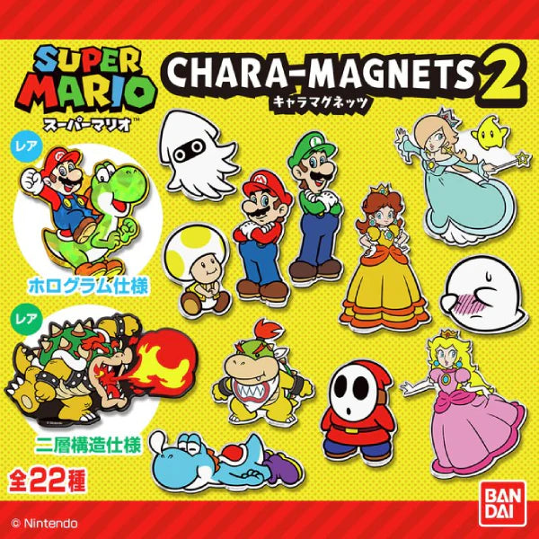 Bandai 食玩 超級瑪利歐 角色磁鐵貼 2 (原盒14件) (原盒14個)