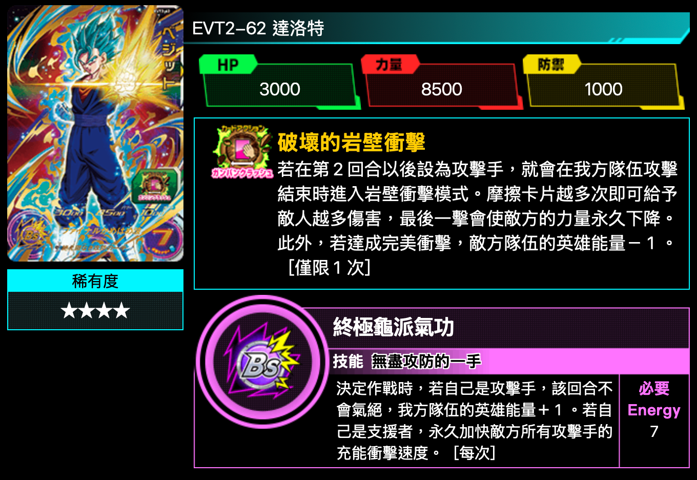 Bandai Carddass (單卡) EVT2 4星卡 七龍珠英雄遊戲咭-進化篇 第二彈