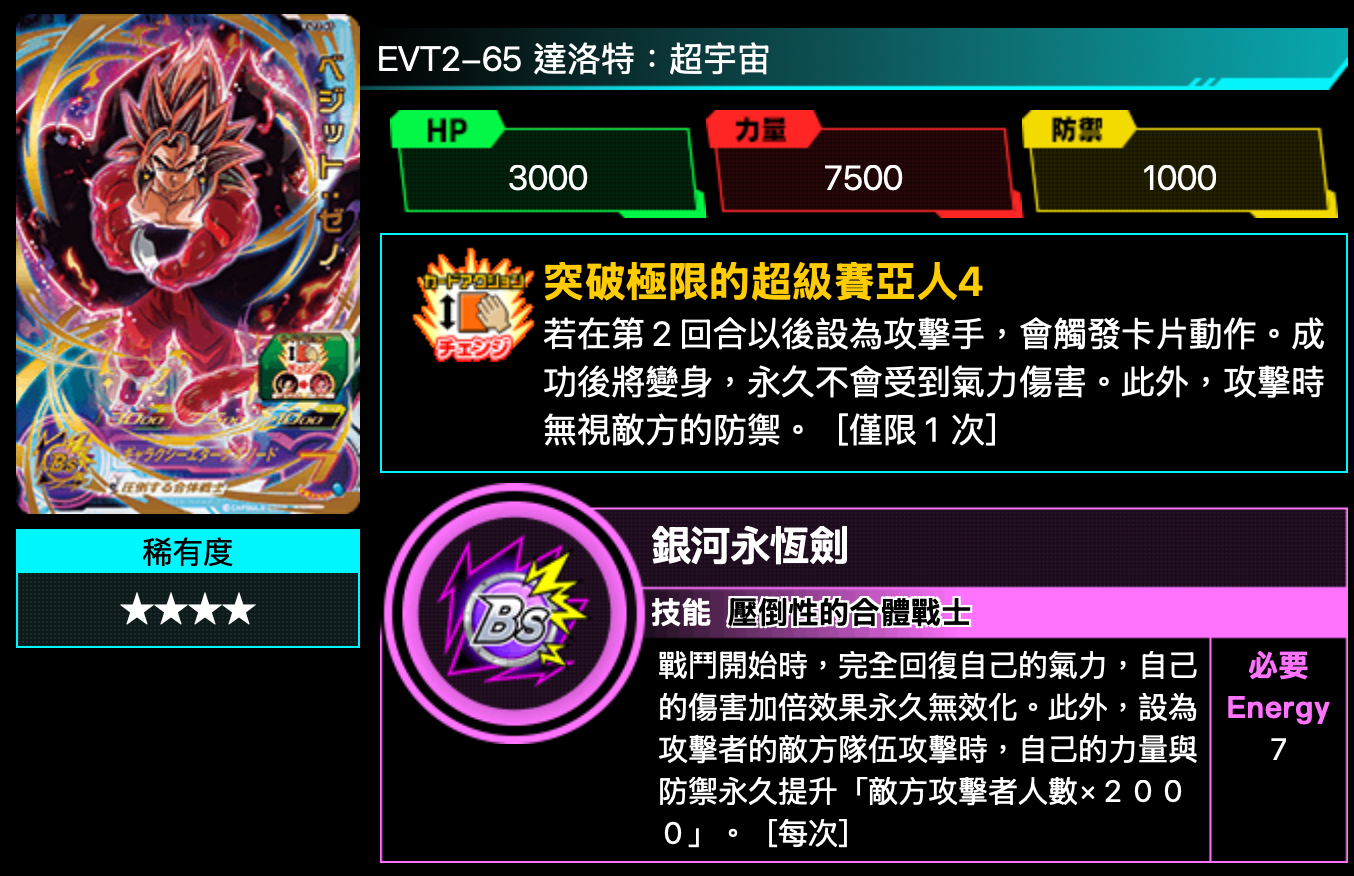 Bandai Carddass (單卡) EVT2 4星卡 七龍珠英雄遊戲咭-進化篇 第二彈