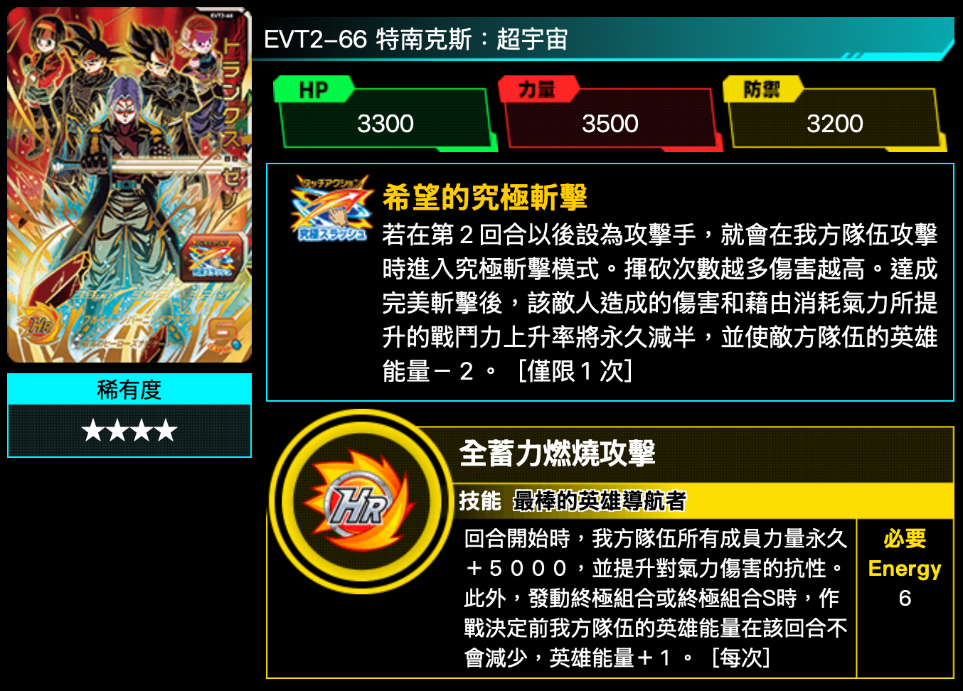 Bandai Carddass (單卡) EVT2 4星卡 七龍珠英雄遊戲咭-進化篇 第二彈