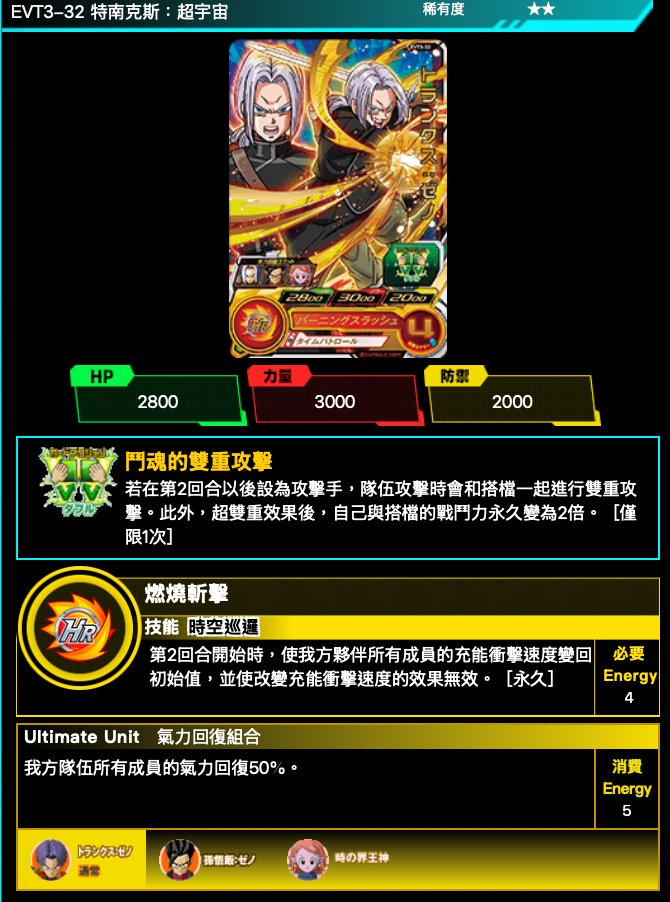 Bandai Carddass (單卡) EVT3 2星 七龍珠英雄遊戲咭-進化篇 第三彈