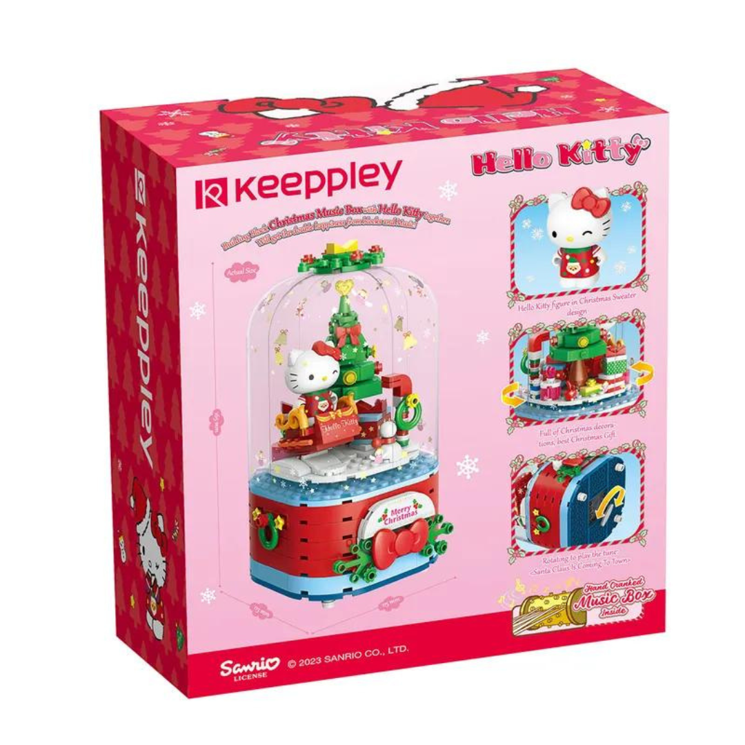 Qman Keeppley Hello Kitty Christmas music box shaped building Qman Keeppley Hello Kitty Christmas music box shaped building