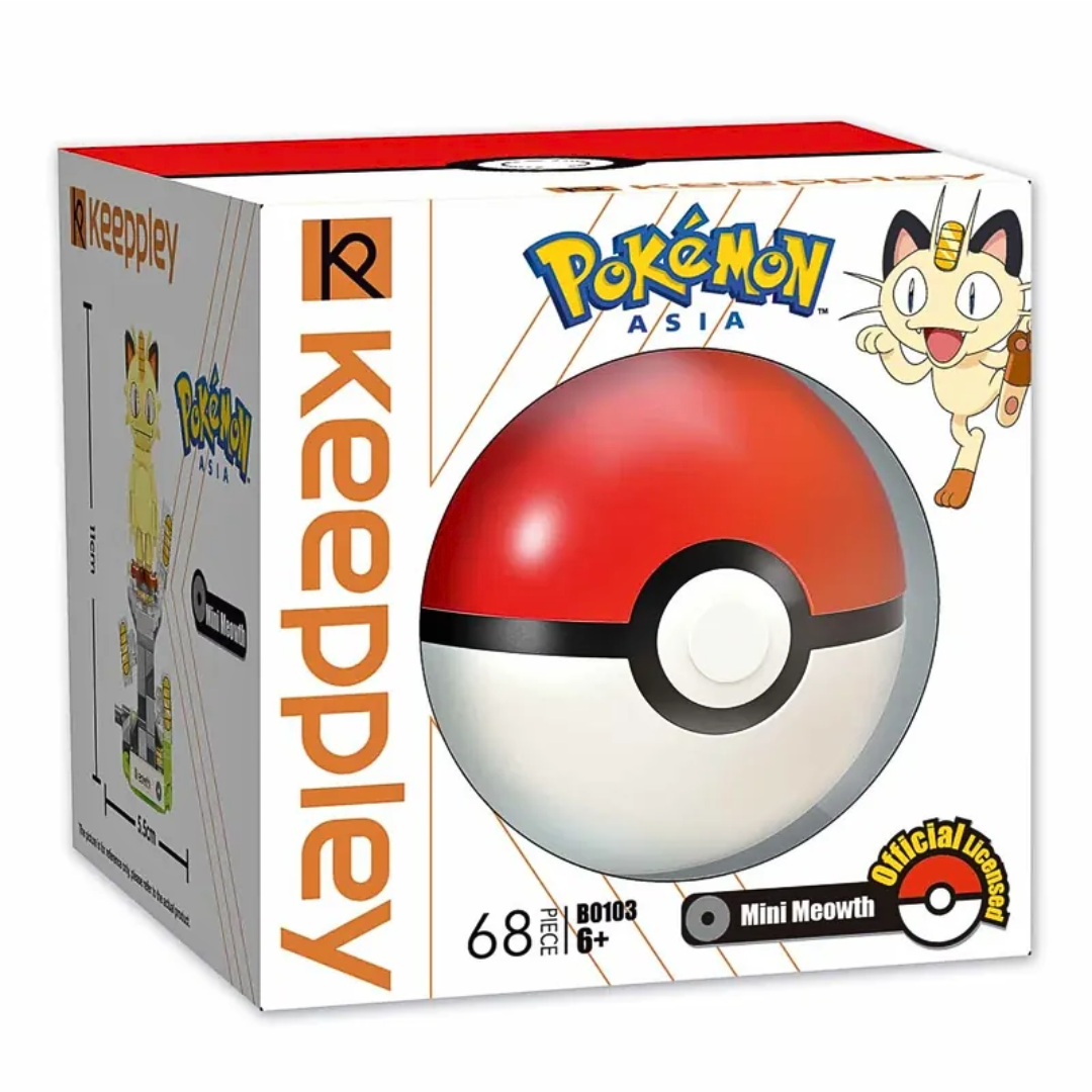 Qman Keeppley Pokémon Mini Meowth and Poké Ball-shaped building blocks Pokémon